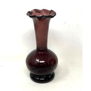 Vintage Hand Blown Purple Amethyst Glass Empoli Italy Bud Vase 5.5" Handmade